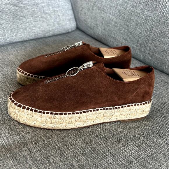 NWOT Alexander Wang Devon Brown Suede Espadrilles US 8 EU 38  Platform Zip Shoes - Picture 11 of 16